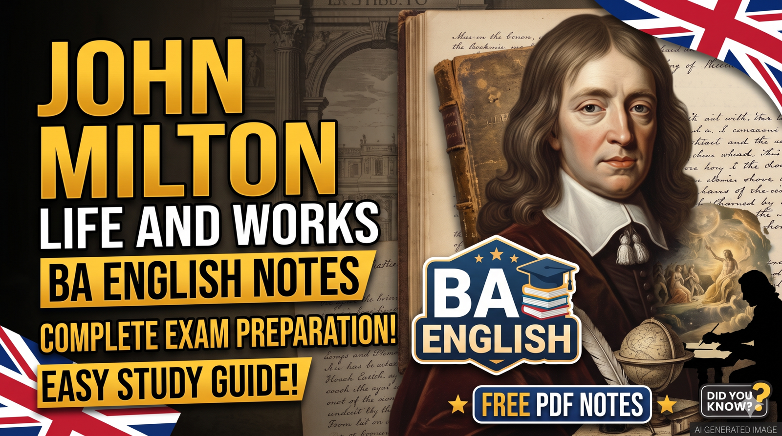 John Milton Life and Works BA English