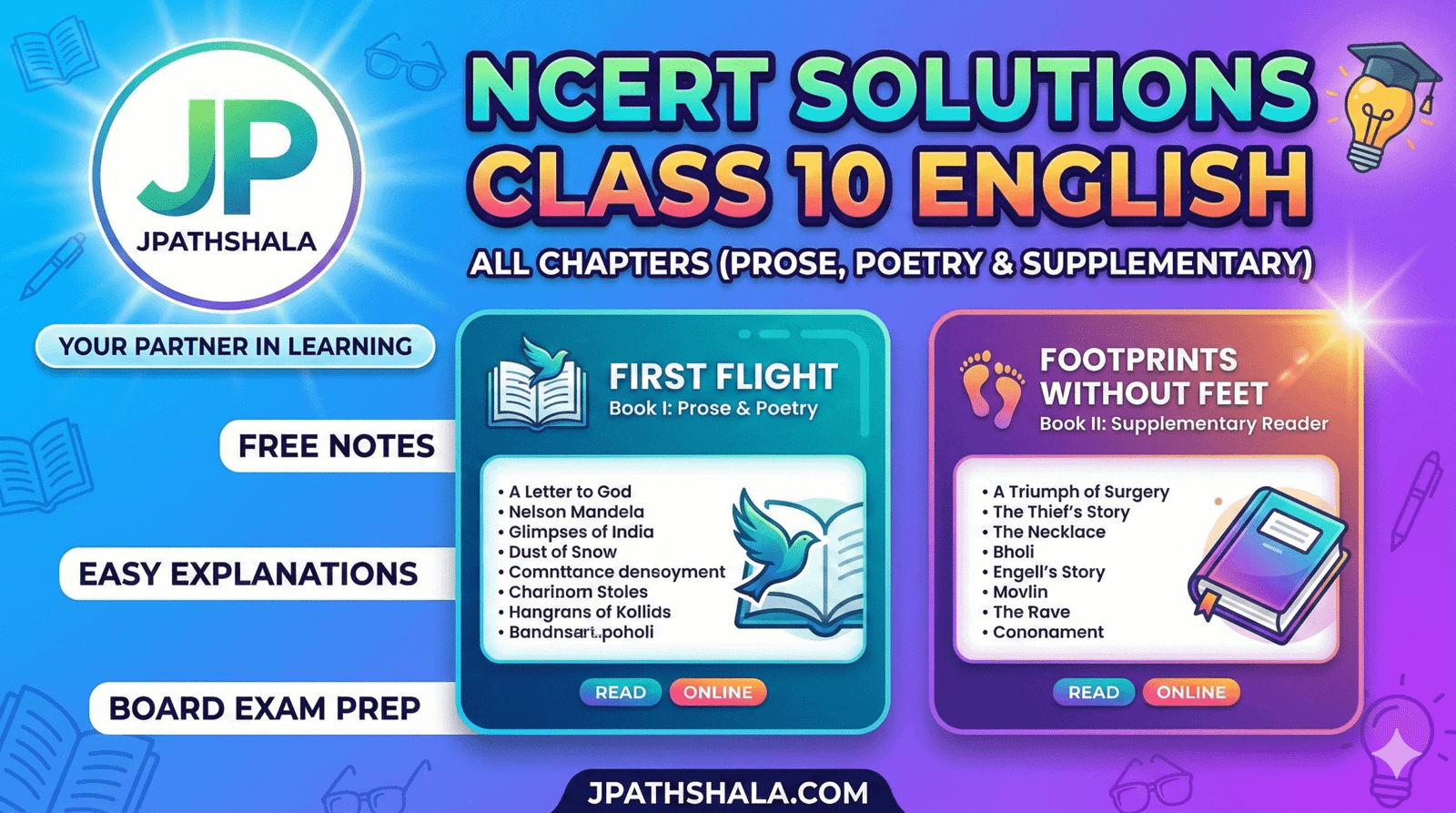 NCERT solutions for Class 10 English All Chapters pdf notes JAC Board ...