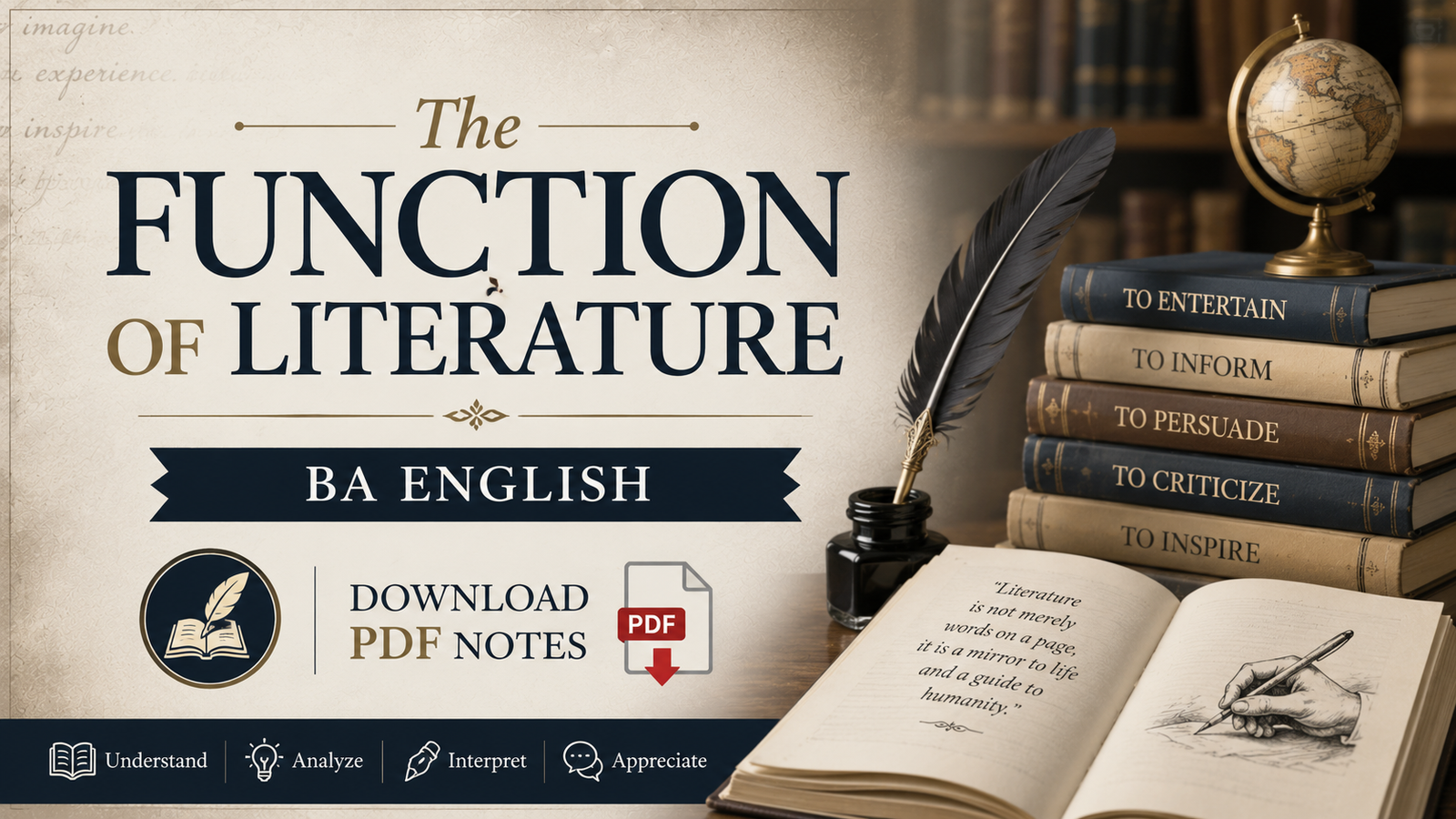 The Function of literature BA English Semester 1 Download Pdf Notes.