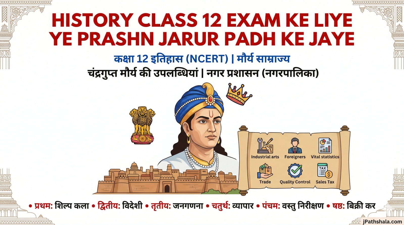 Class 12th History मौर्य प्रशासन और चंद्रगुप्त मौर्य (Top Exam Questions)