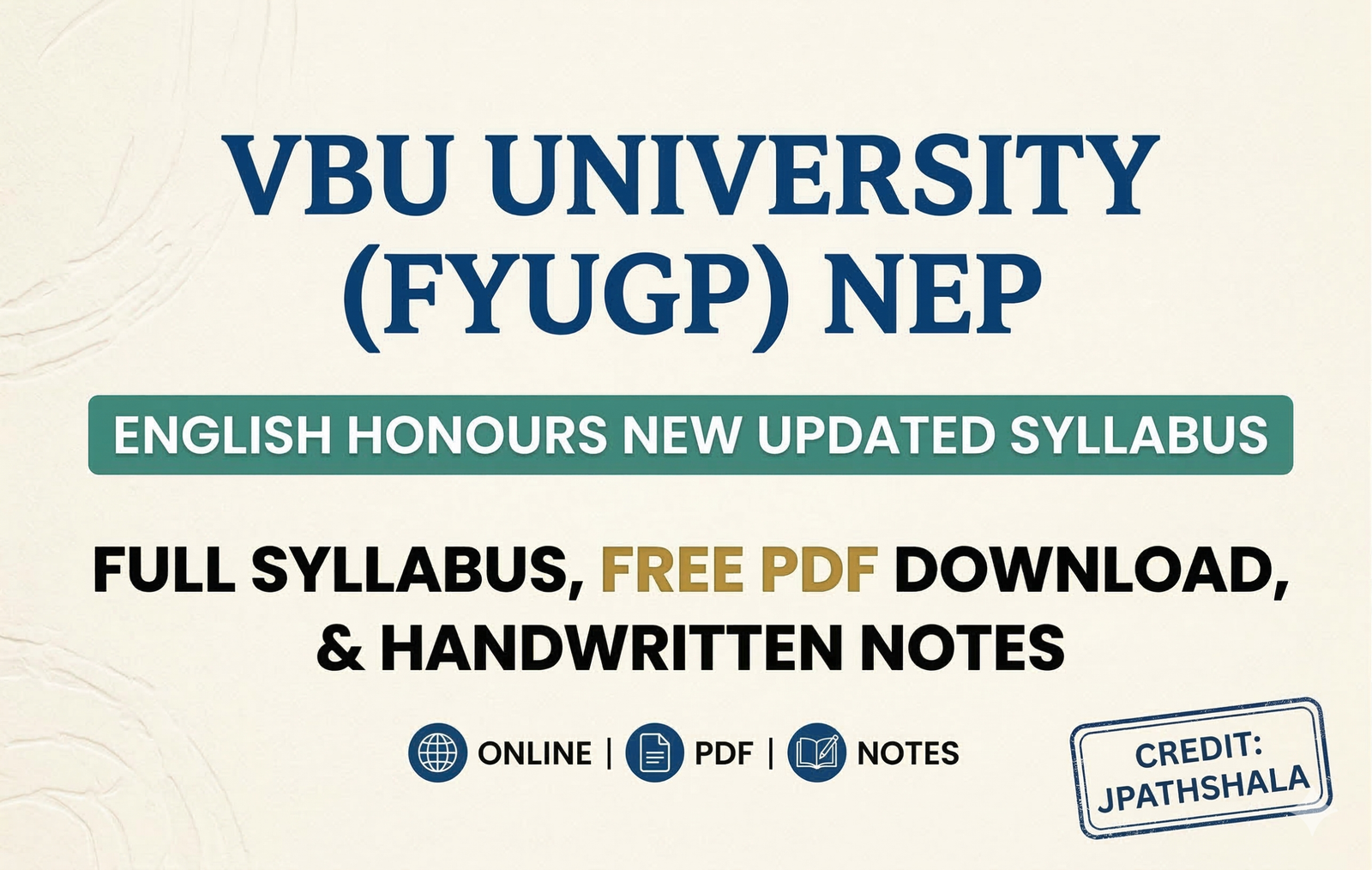 English Honours VBU University Syllbus with Notes NEP (FYUGP)