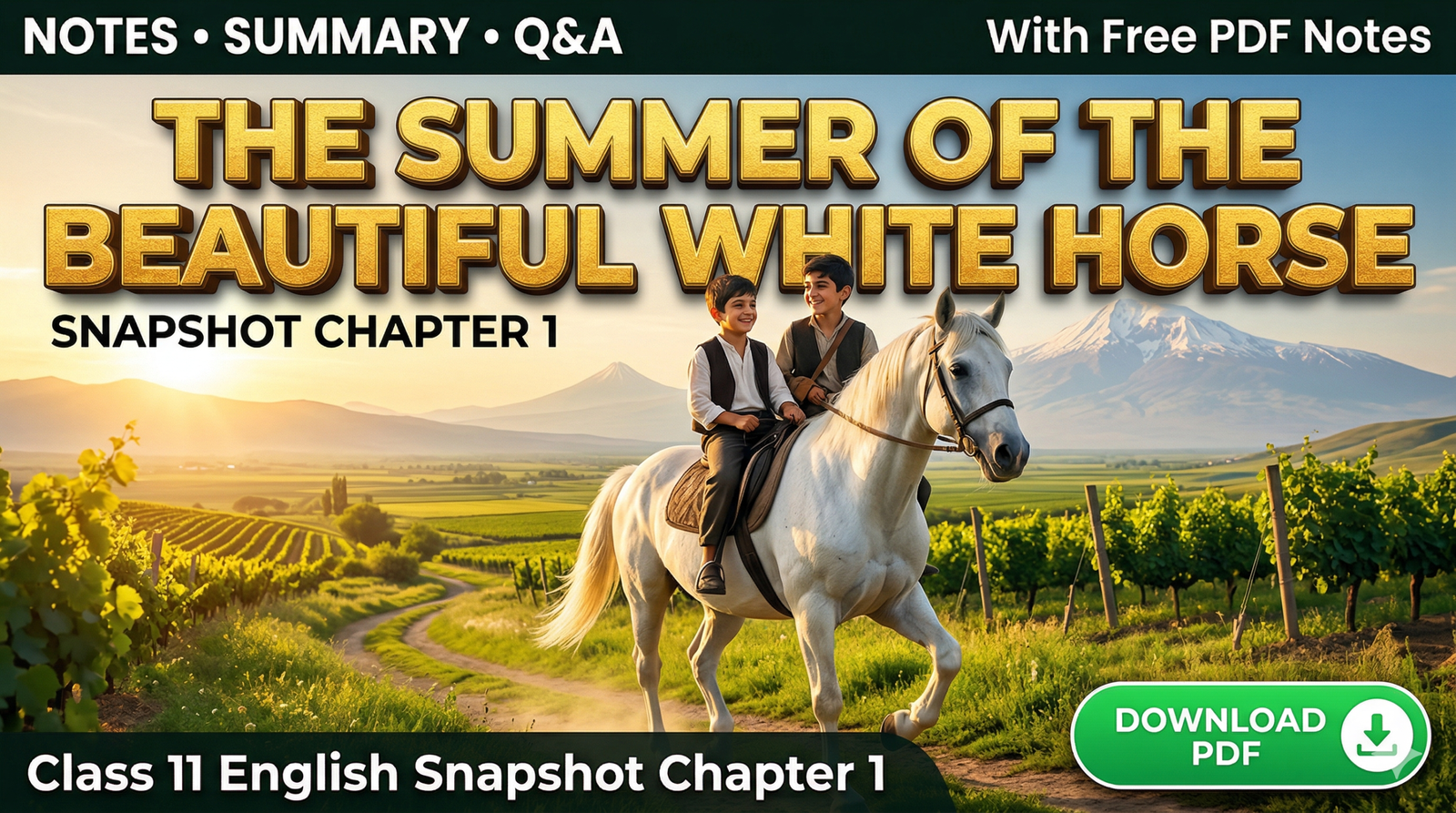 The Summer of the Beautiful White Horse Class 11 Notes & MCQs