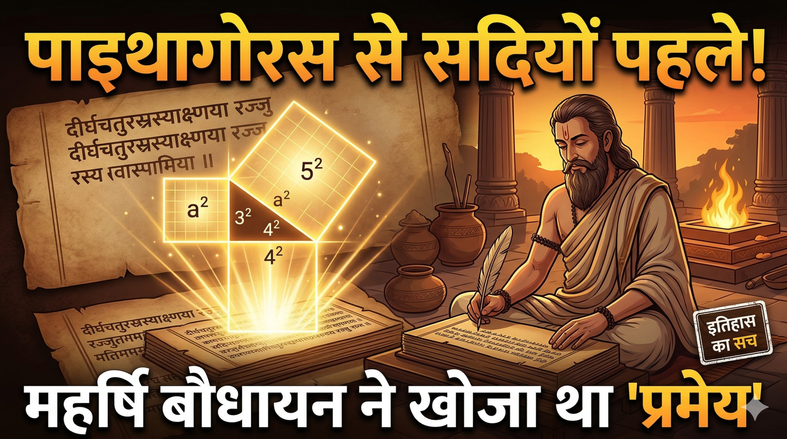 महर्षि बौधायन और शुल्ब सूत्र में पाइथागोरस प्रमेय का प्राचीन भारतीय प्रमाण