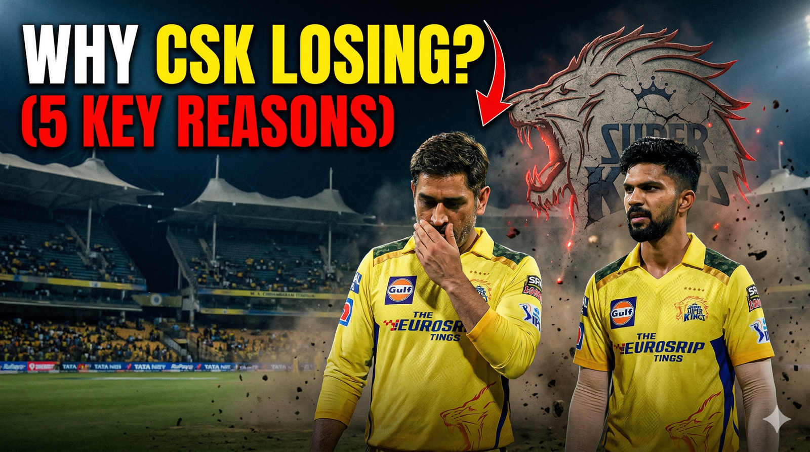 CSK players looking disappointed during an IPL match