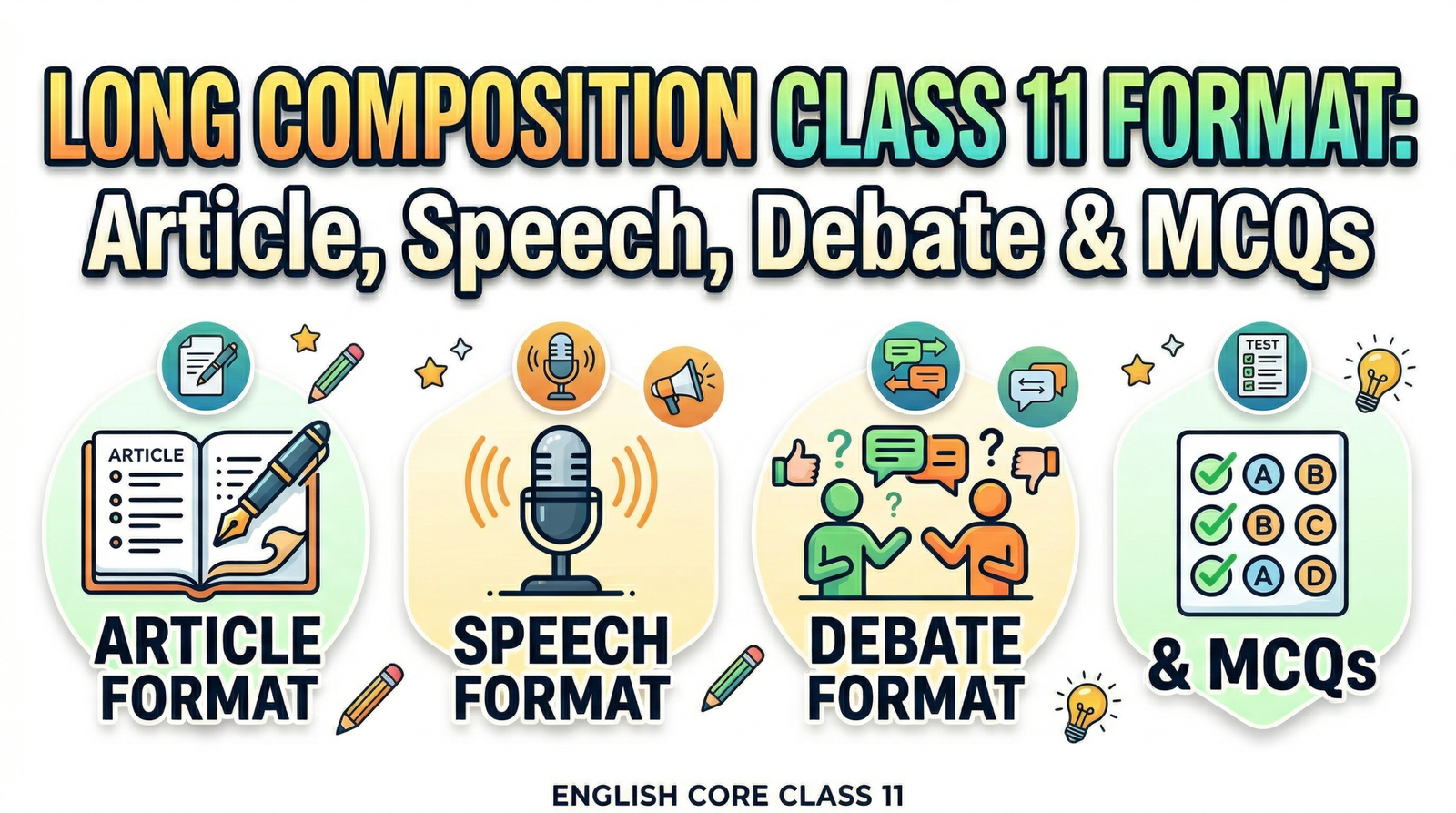 Long Composition Class 11 Format Article, Speech, Debate