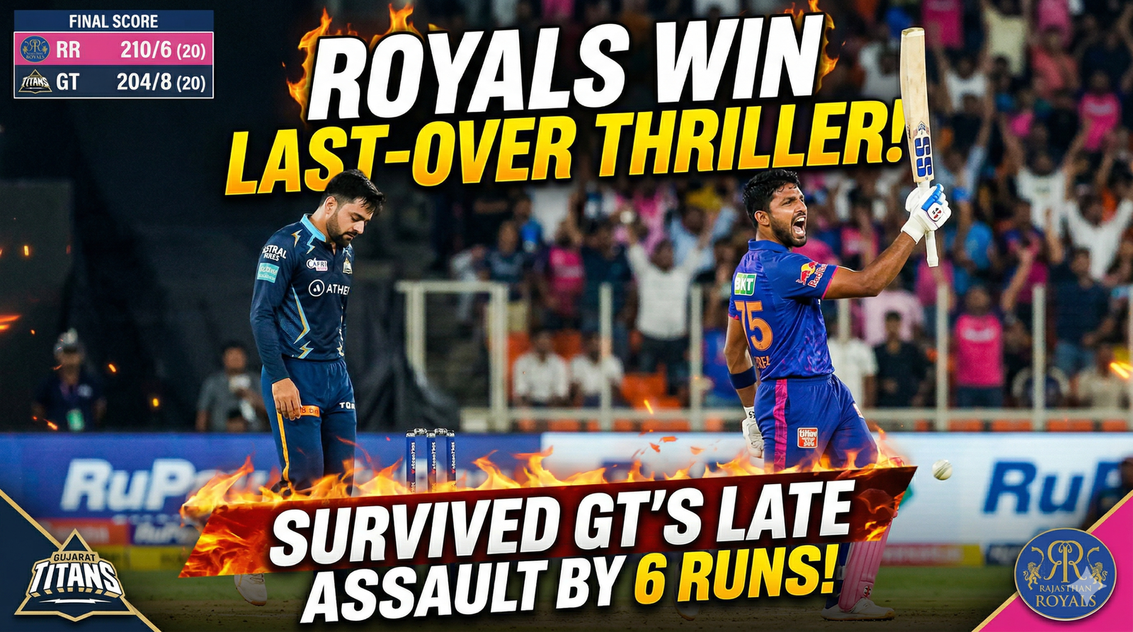 Rajasthan Royals Survive Gujarat Titans' Late Assault to Win by 6 Runs