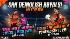 SRH Paints the Town Orange, Demolishes Rajasthan Royals in a 57-Run Thriller