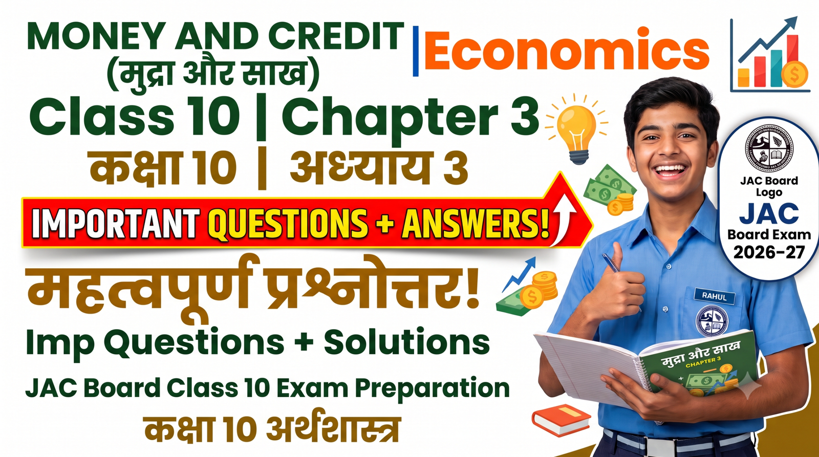 Mudra Aur Sakh Chapter 3 Economics Class 10 JAC Board Exam Preparation